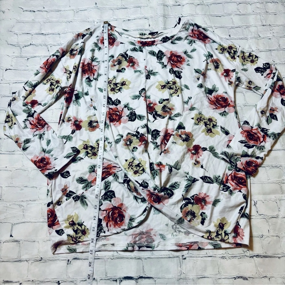 Viamour Women's L Tunic Top Floral Gathered Front LS Cottagecore Soft Made USA - Picture 6 of 9